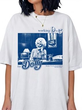 Dolly Parton Working 9 To 5 Office Quote Country Music Vintage White T-Shirt